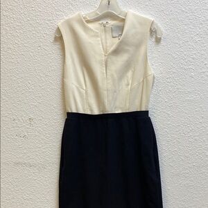 Philiphine Cream and White Sleeveless Sheath Midi Dress